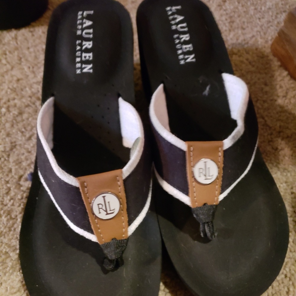 Ralph Lauren wedge flip flops